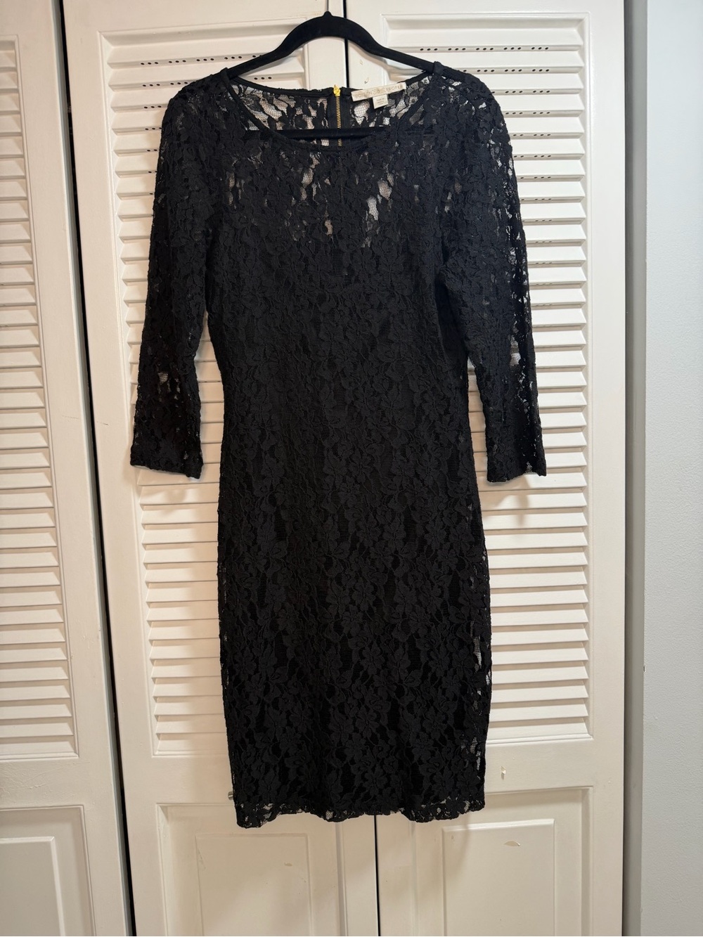 Boston Proper Black Lace Long-Sleeve Sheath Dress